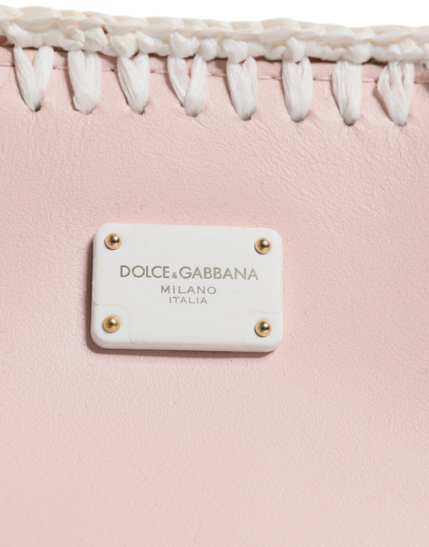 Dolce &amp; Gabbana, hellrosa Umhängetasche mit Logoplakette und weichem Lederriemen