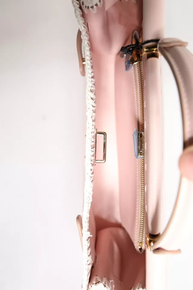 Dolce &amp; Gabbana, hellrosa Umhängetasche mit Logoplakette und weichem Lederriemen