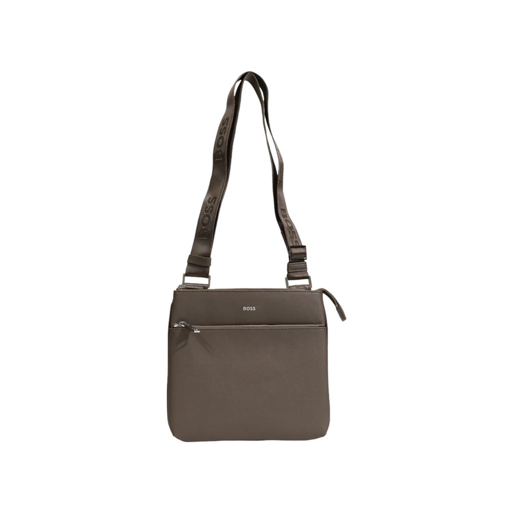 Hugo Boss Groen Leren Messenger Tas Hugo Boss