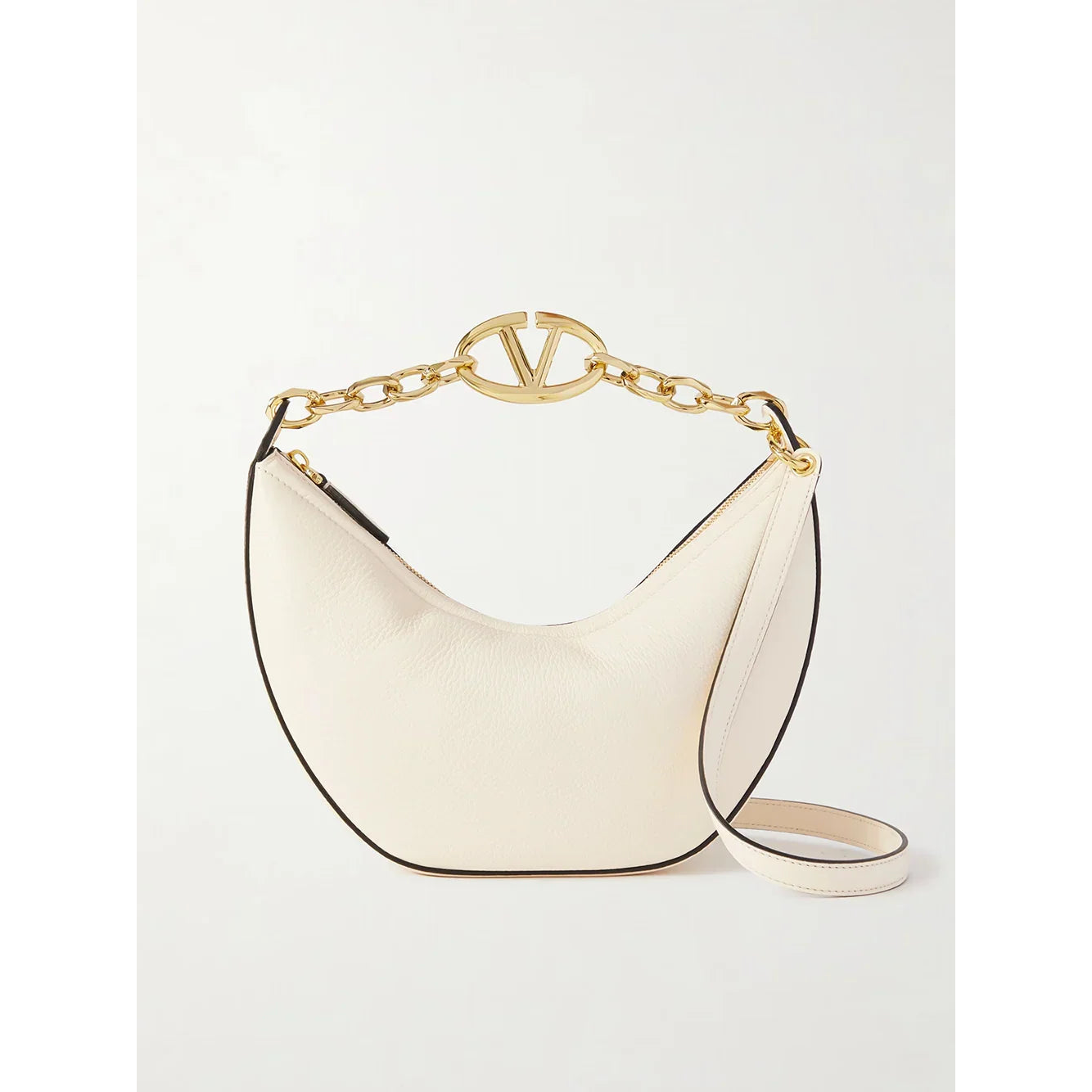 Valentino Garavani Ivory Leren kleine Hobo Vlogo Schoudertas - MARANOS