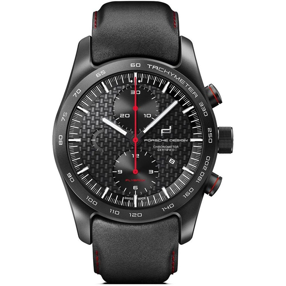 Porsche Design zwart leren horloge Porsche Design