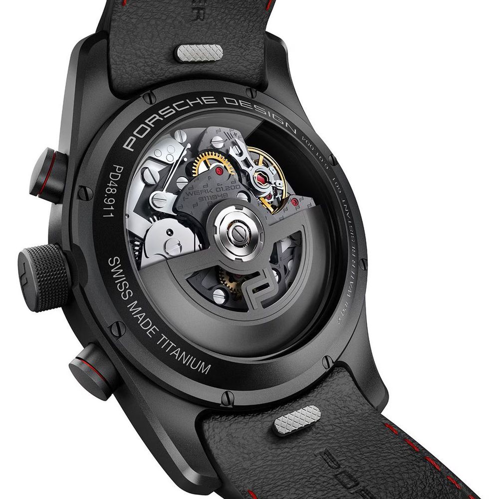 Porsche Design zwart leren horloge Porsche Design