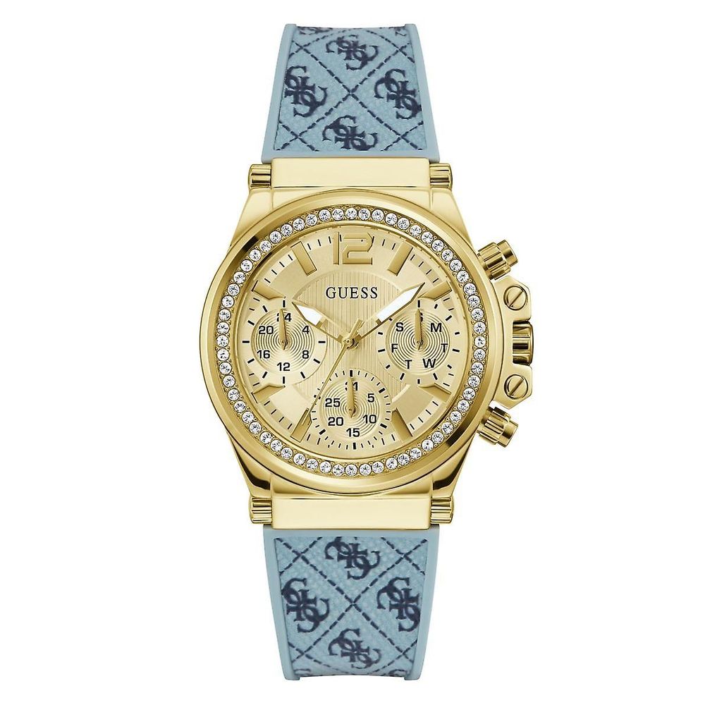 Guess horloge met blauwe siliconen band