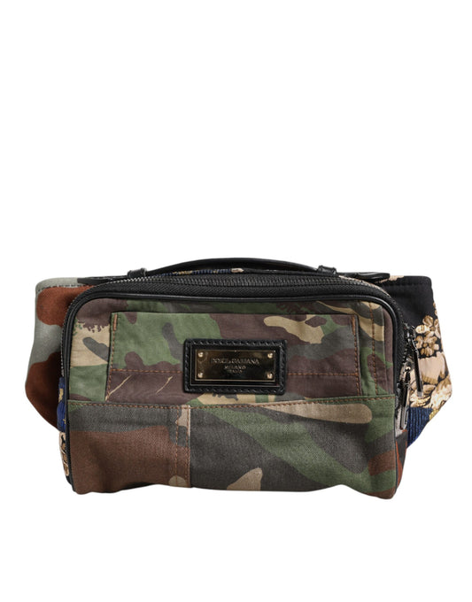 Dolce & Gabbana Multicolor Camouflage Patchwork logo Waist Fanny Pack Tas