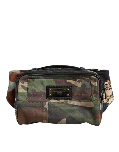 Dolce & Gabbana Multicolor Camouflage Patchwork logo Waist Fanny Pack Tas