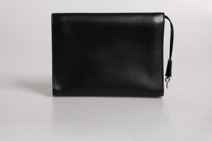 Dolce & Gabbana Zwart Leren logo Plaque Document Briefcase Tas