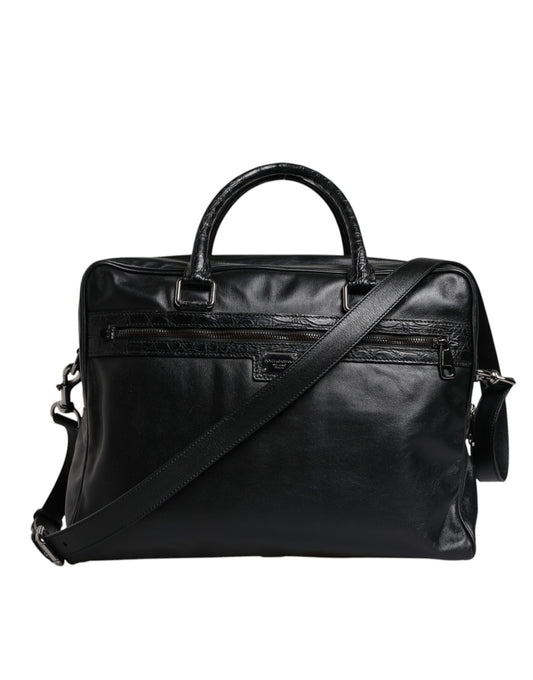 Dolce & Gabbana Zwart Leren Messenger Schouder Strap Tas