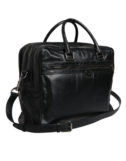 Dolce & Gabbana Zwart Leren Messenger Schouder Strap Tas