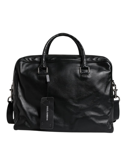 Dolce & Gabbana Zwart Leren Messenger Schouder Strap Tas