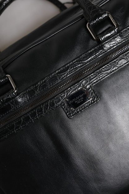 Dolce & Gabbana Zwart Leren Messenger Schouder Strap Tas