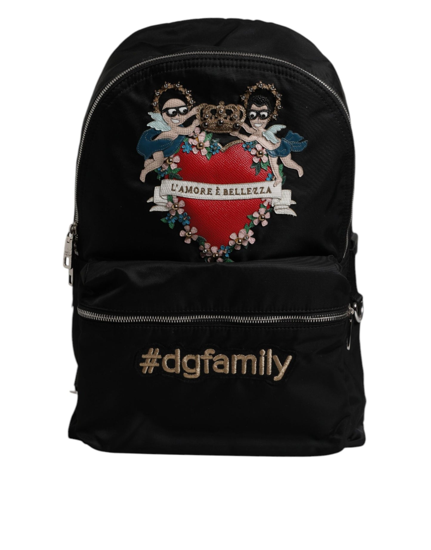 Dolce &amp; Gabbana Black Nylon #DGFAMILY Embellished Backpack VULCANO Bag