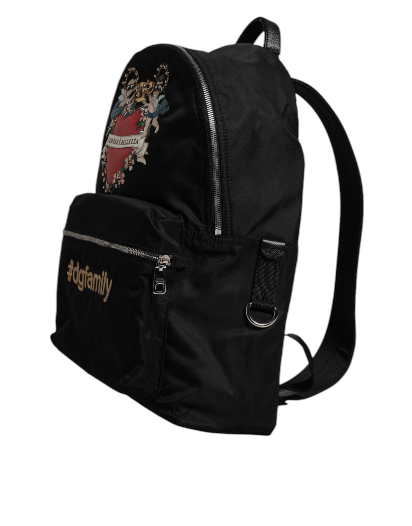 Dolce &amp; Gabbana Black Nylon #DGFAMILY Embellished Backpack VULCANO Bag
