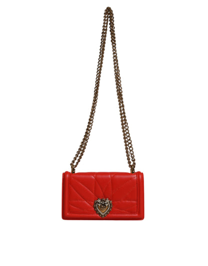 Dolce &amp; Gabbana Red Quilted Devotion crossbody chain Phone Cover Bag