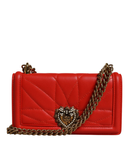 Dolce &amp; Gabbana Red Quilted Devotion crossbody chain Phone Cover Bag