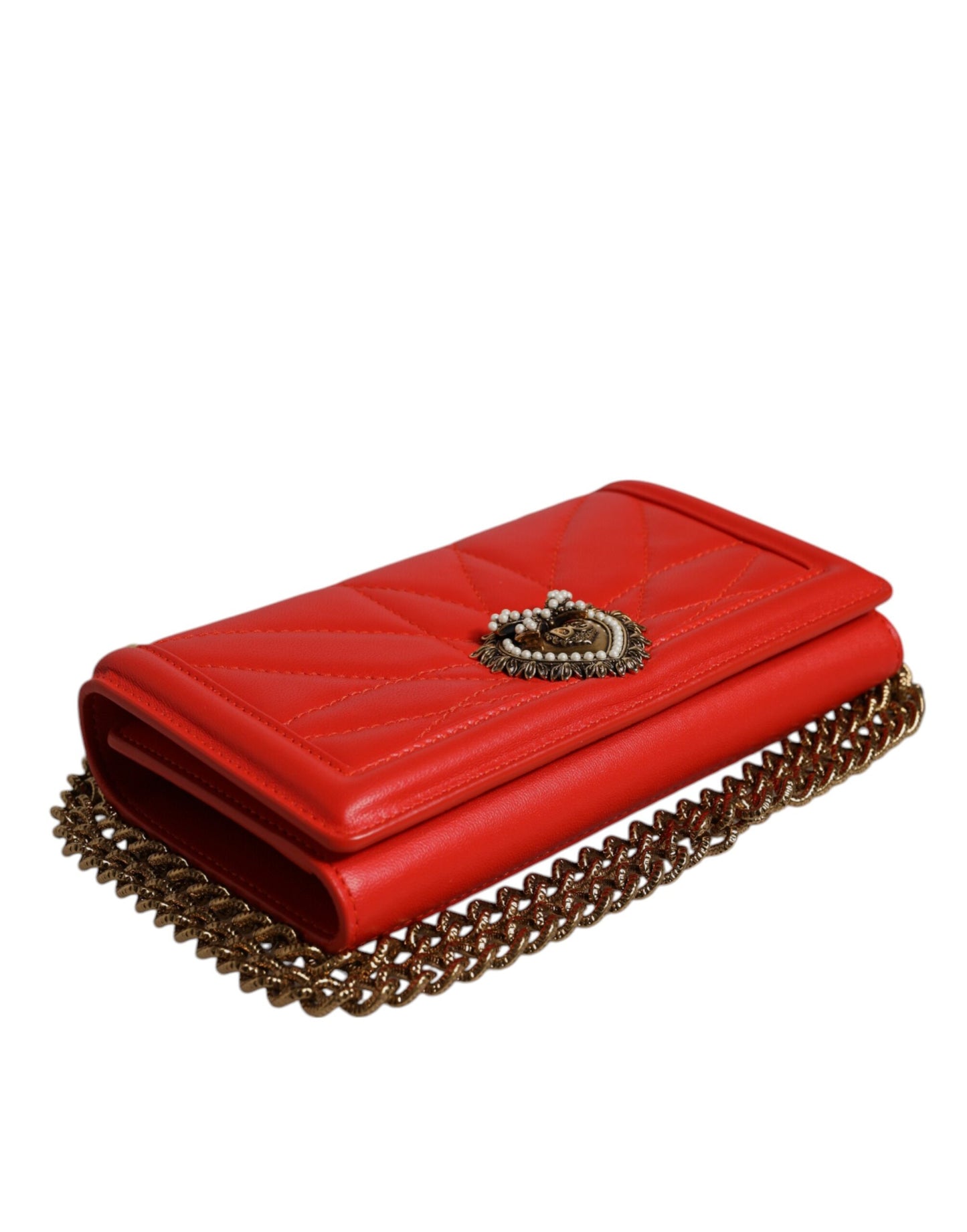 Dolce &amp; Gabbana Red Quilted Devotion crossbody chain Phone Cover Bag