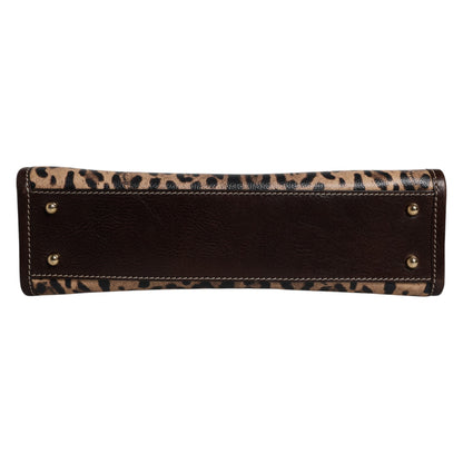Dolce & Gabbana totebag van leer met bruine luipaardprint en schouderriem