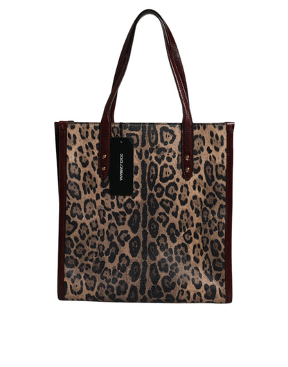 Dolce & Gabbana leren totebag met bruine luipaardprint en schouderriem