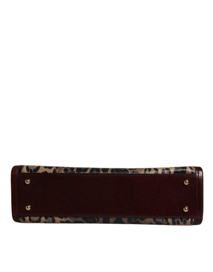 Dolce & Gabbana leren totebag met bruine luipaardprint en schouderriem