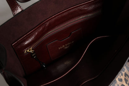 Dolce & Gabbana leren totebag met bruine luipaardprint en schouderriem
