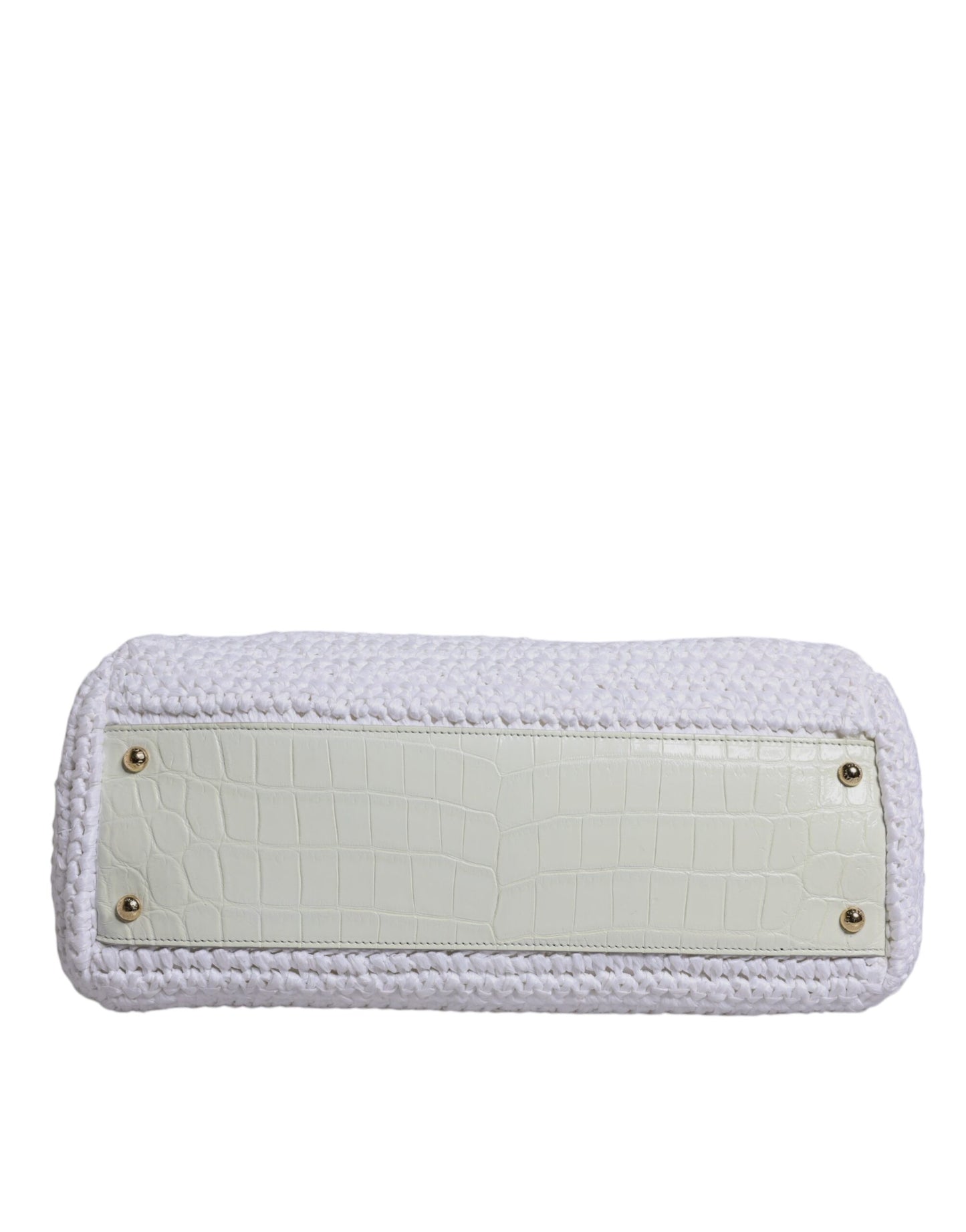 Dolce & Gabbana Wit Rafia Leren Top Handle crossbody Tas