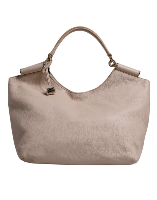 Dolce &amp; Gabbana – Hellrosa Tote-Handtasche aus Hirschleder mit Logo-Platte
