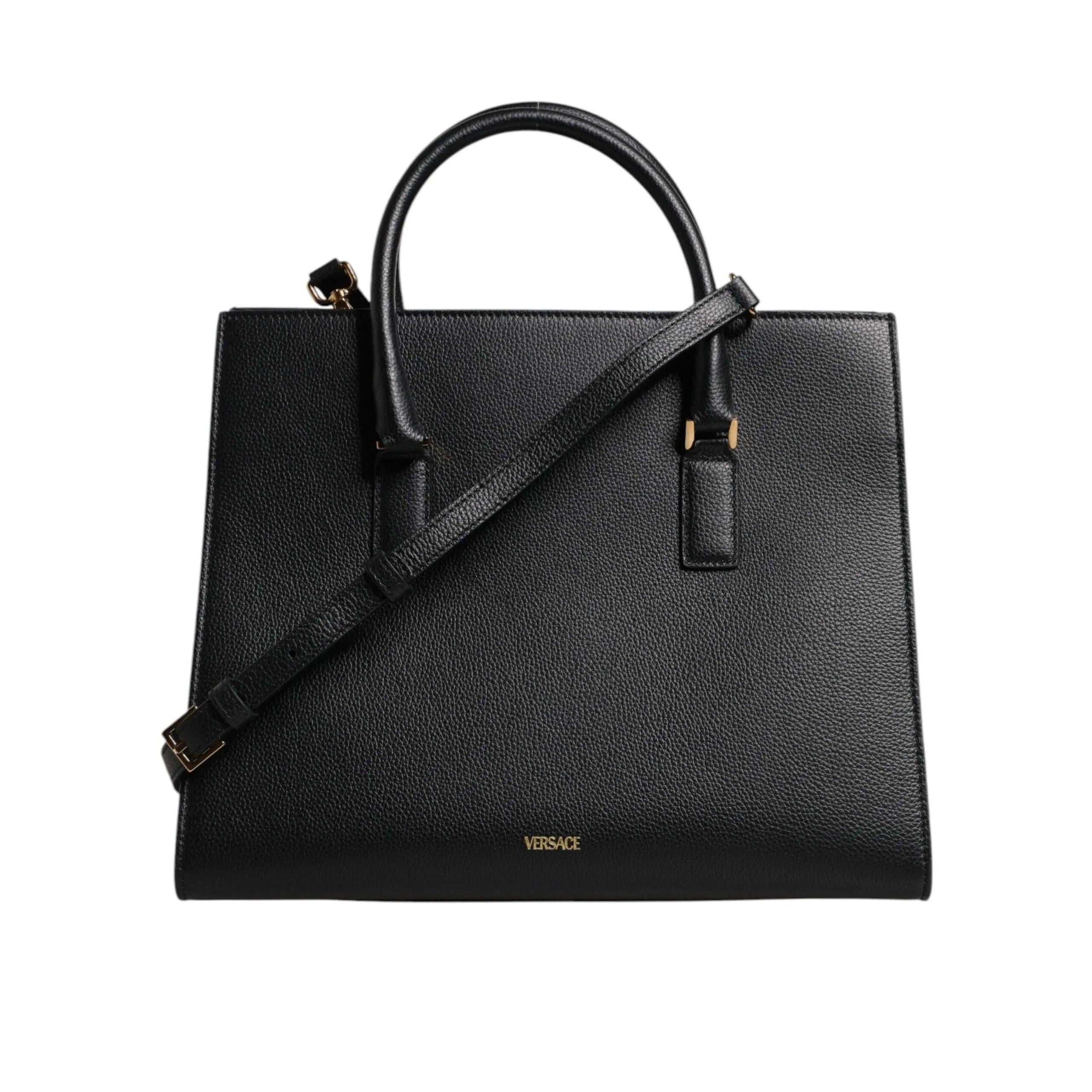 Versace Zwart grote Leren Top Handle Schouder/Crossbody Tas - MARANOS