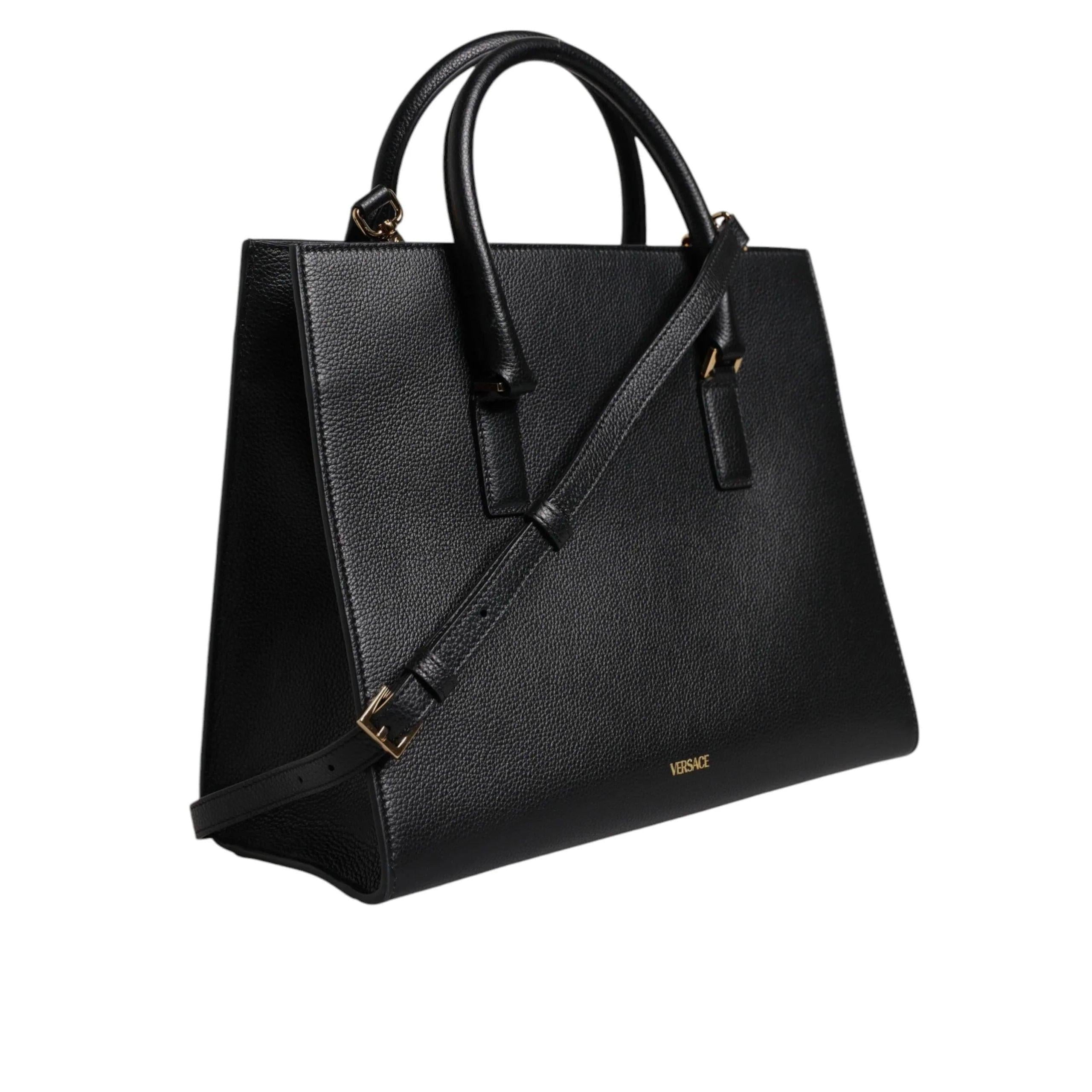 Versace Zwart grote Leren Top Handle Schouder/Crossbody Tas - MARANOS