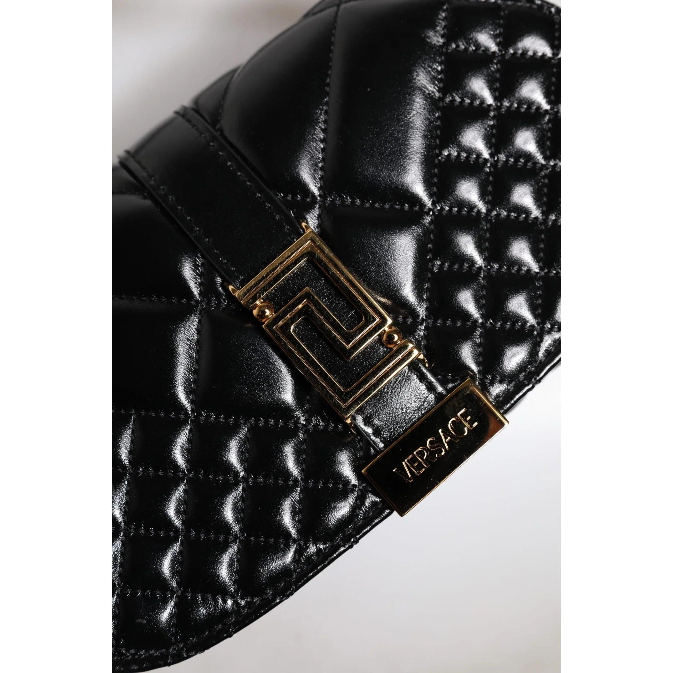Versace Zwart Leren Quilted SchouderTas - MARANOS