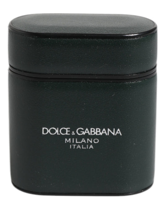 Dolce &amp; Gabbana – Airpods-Hülle mit Klapphalter aus schwarzem Leder mit Logo-Print