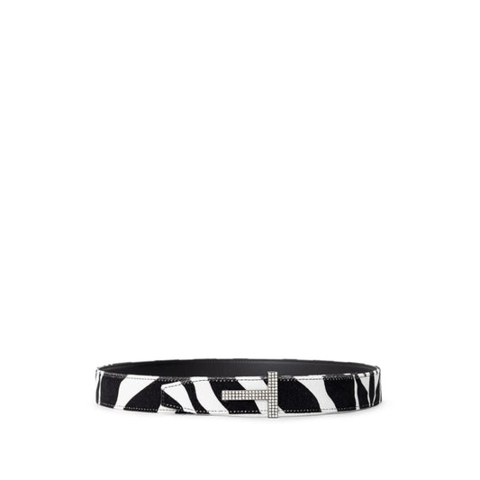 Tom Ford Black And White Leather Belt - MARANOS