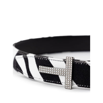 Tom Ford Black And White Leather Belt - MARANOS