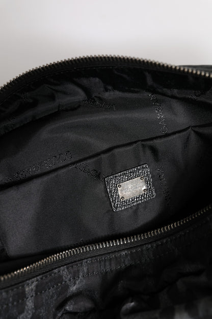 Dolce &amp; Gabbana Gürteltasche in Schwarz und Grau mit Leopardenmuster und DG-Logo
