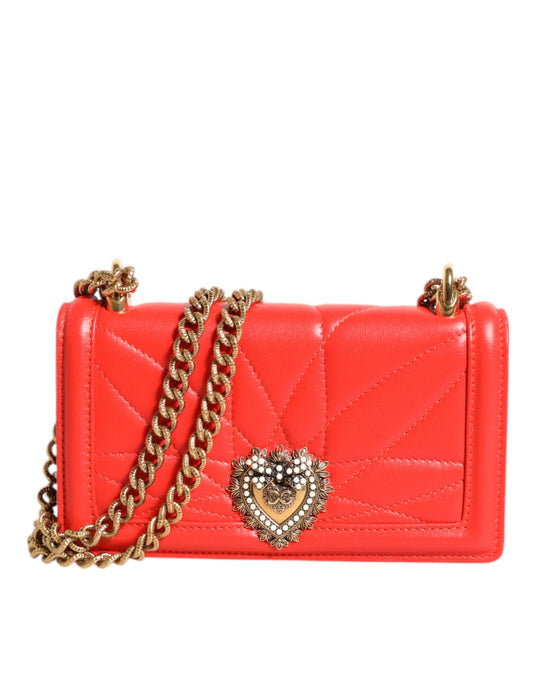 Dolce &amp; Gabbana Red Leather Quilted Devotion Crossbody Phone Cover Bag