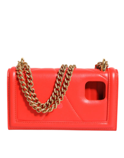 Dolce & Gabbana Rood Leren Quilted Devotion crossbody Phone Cover Tas