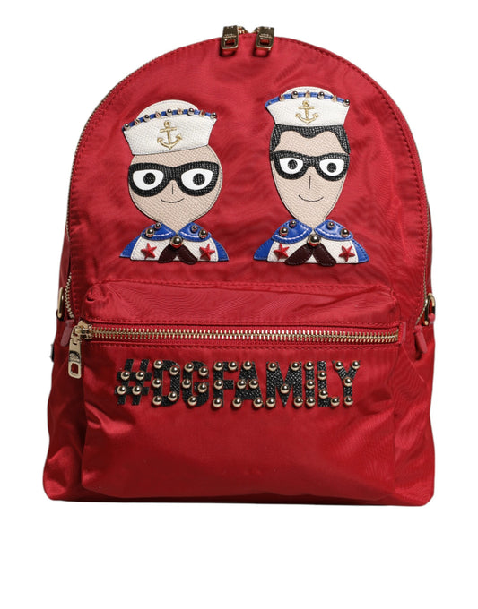 Dolce & Gabbana Rood #DGFAMILY VULCANO Embellishment Rugzak Tas
