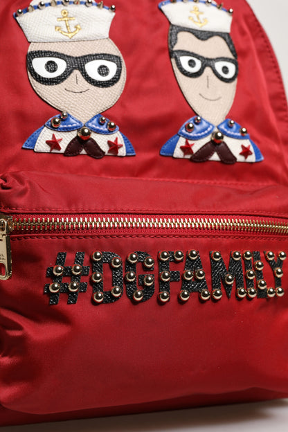Dolce & Gabbana Rood #DGFAMILY VULCANO Embellishment Rugzak Tas