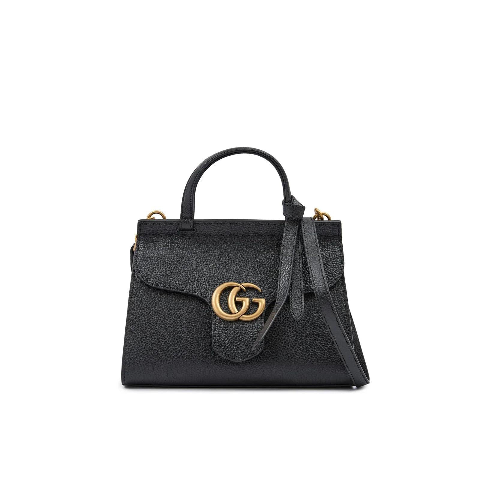 Gucci Zwart Leren GG Marmont Handtas - MARANOS