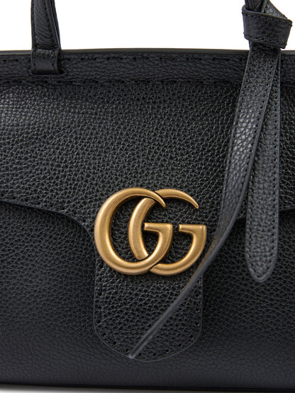 Gucci Zwart Leren GG Marmont Handtas