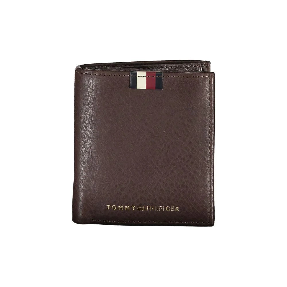 Tommy Hilfiger portemonnee in bruin leer met contrasterende details en logo - MARANOS