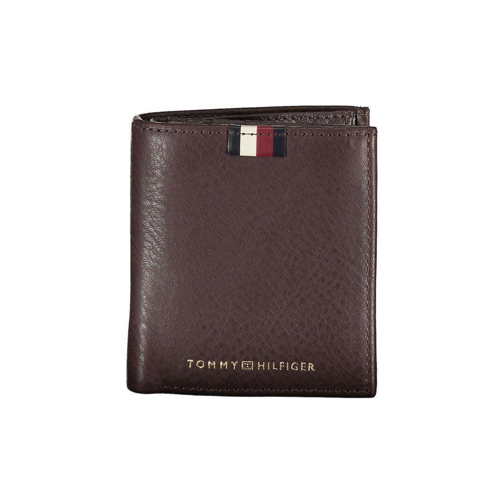Tommy Hilfiger portemonnee in bruin leer met contrasterende details en logo Tommy Hilfiger