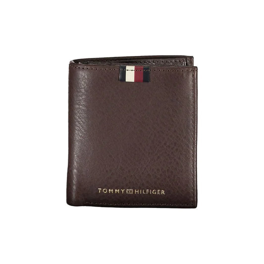 Tommy Hilfiger portemonnee in bruin leer met contrasterende details en logo - MARANOS