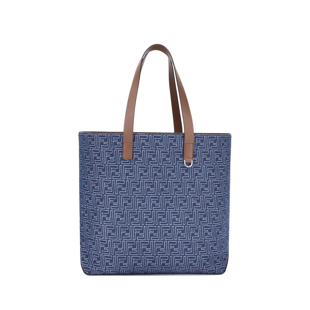Fendi Tote Bag in Geborduurd Denim met FF-Print - MARANOS