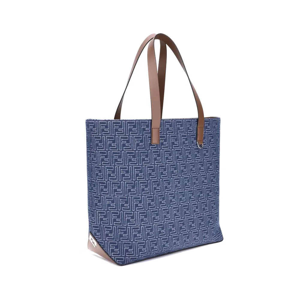 Fendi Tote Bag in Geborduurd Denim met FF-Print - MARANOS