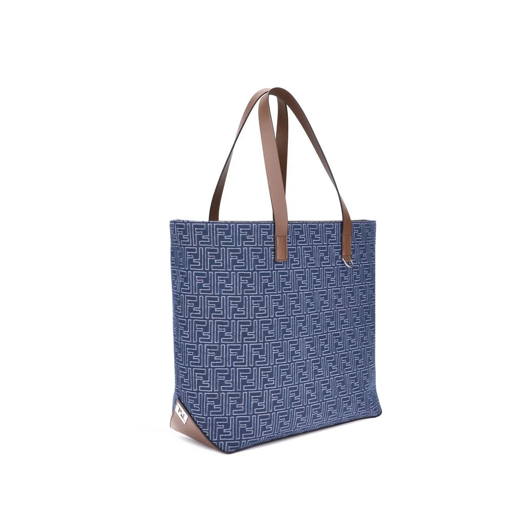 Fendi Tote Bag in Geborduurd Denim met FF-Print - MARANOS