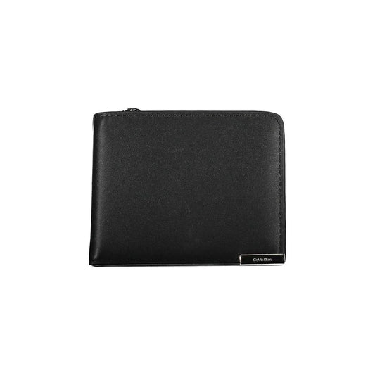 Calvin Klein portemonnee in zwart polyethyleen met RFID-block, rits- en drukknoopsluiting en logo - MARANOS