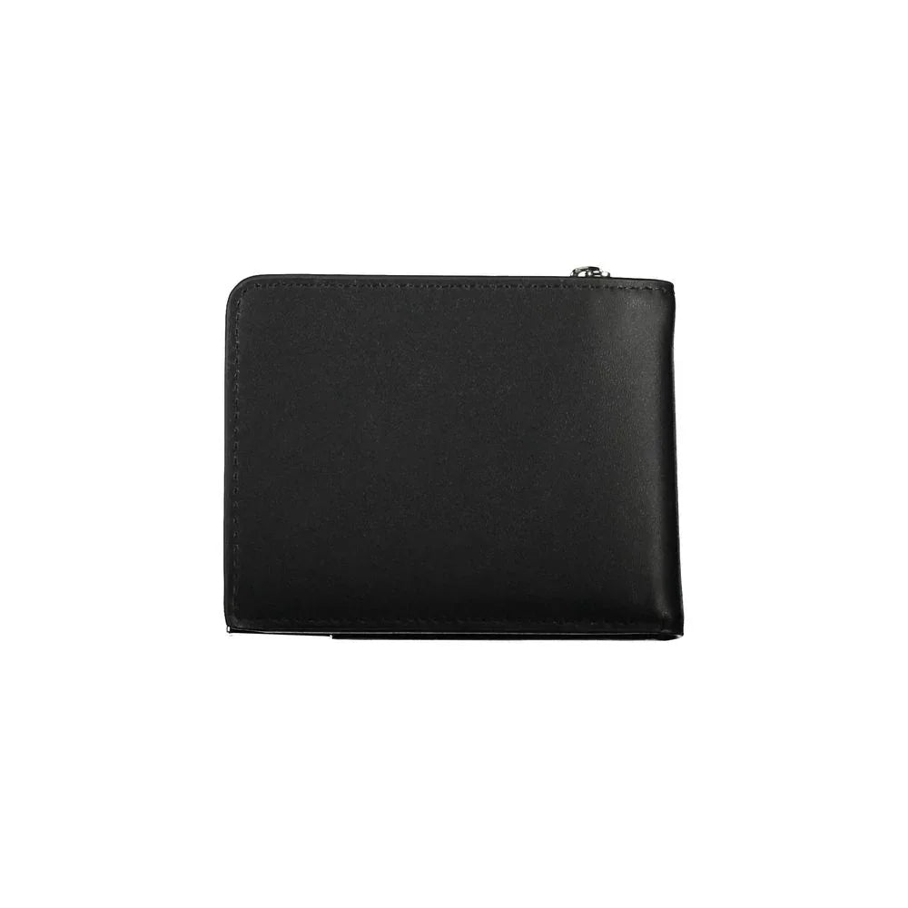Calvin Klein portemonnee in zwart polyethyleen met RFID-block, rits- en drukknoopsluiting en logo - MARANOS