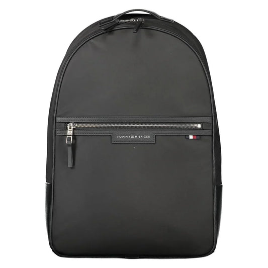 Tommy Hilfiger rugzak in zwart gerecycled polyester met laptopvak, contrasterende details en logo - MARANOS