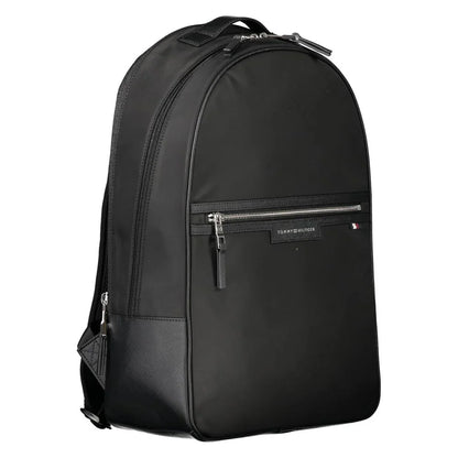 Tommy Hilfiger rugzak in zwart gerecycled polyester met laptopvak, contrasterende details en logo - MARANOS
