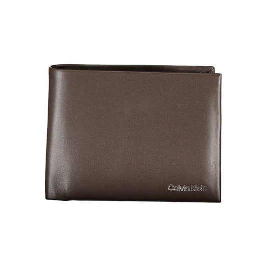 Calvin Klein portemonnee in bruin leer met RFID-block, print en logo - MARANOS