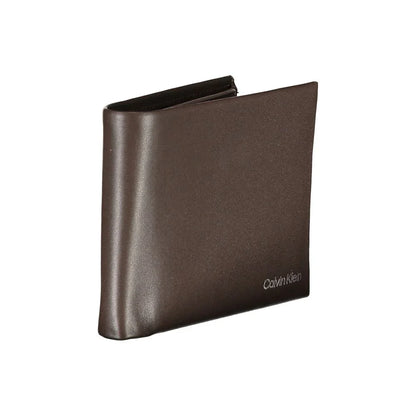 Calvin Klein portemonnee in bruin leer met RFID-block, print en logo - MARANOS